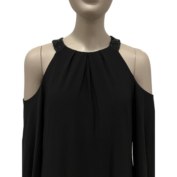 Ralph Lauren Sheath Dress Cold Shoulder Sequin Halter Neck Black Party C… - Picture 5 of 11